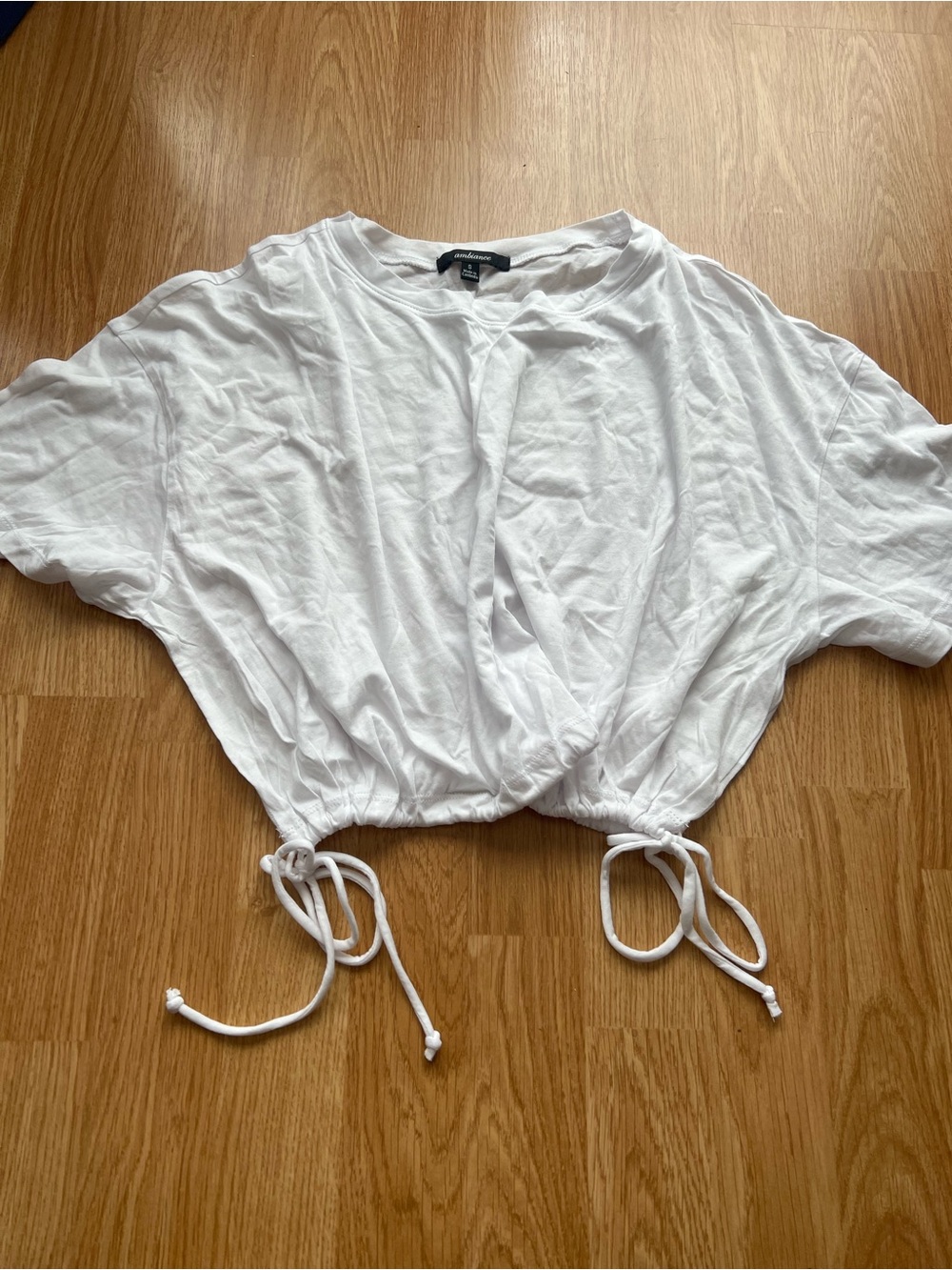 White Drawstring Cropped Top - Picture 2 of 2